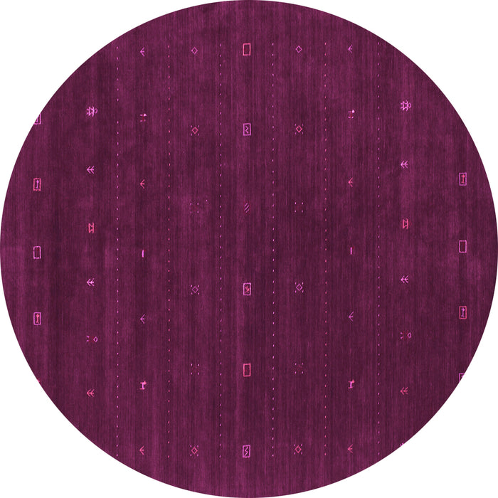 Round Machine Washable Abstract Pink Contemporary Rug, wshcon668pnk