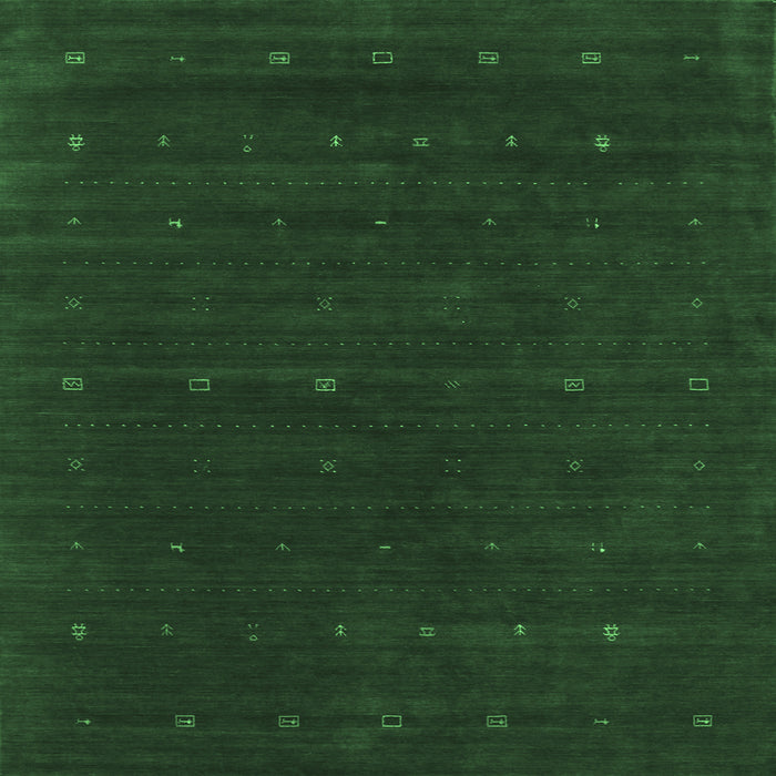 Square Machine Washable Abstract Emerald Green Contemporary Area Rugs, wshcon668emgrn