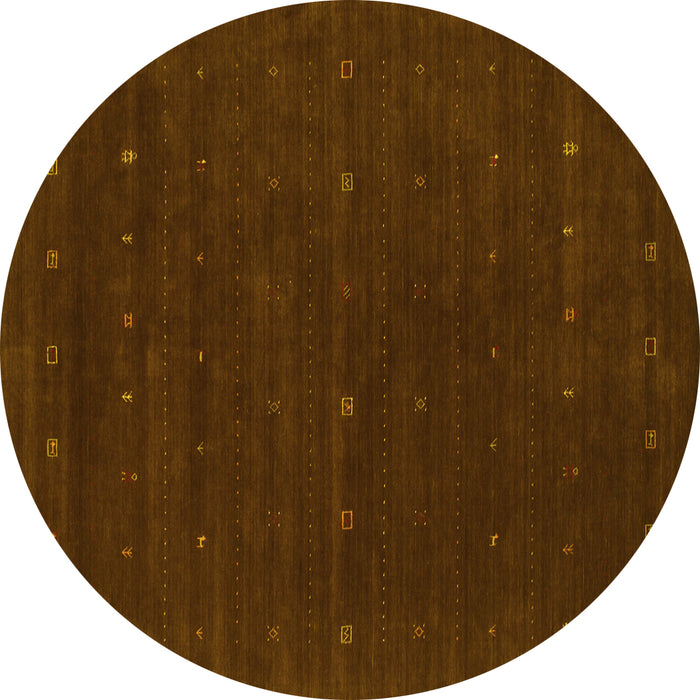 Round Abstract Yellow Contemporary Rug, con668yw