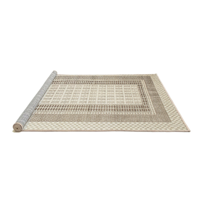Serging Thickness of Machine Washable Contemporary Light French Beige Brown Rug, wshcon669