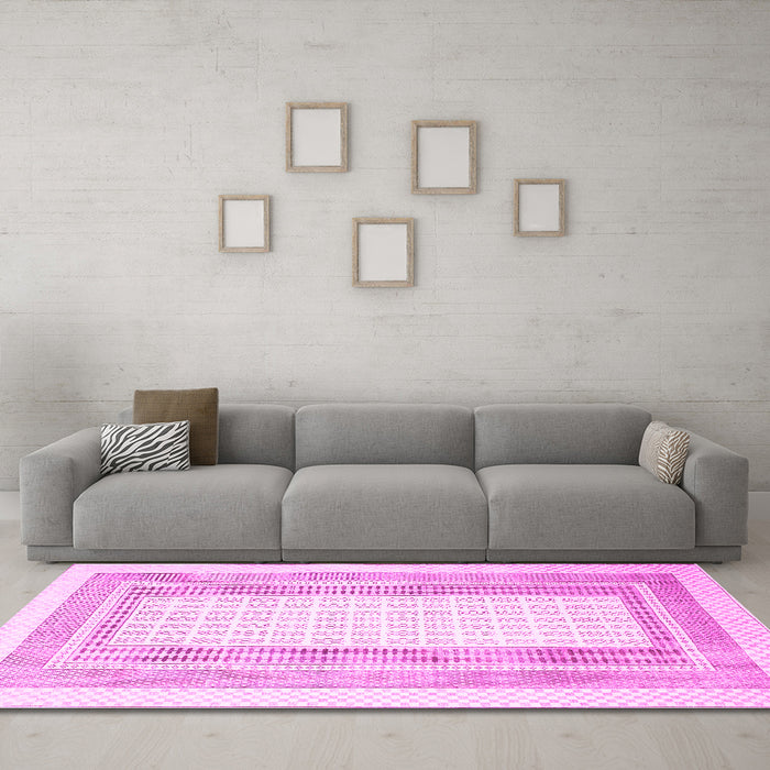 Machine Washable Southwestern Pink Country Rug in a Living Room, wshcon669pnk