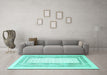 Machine Washable Southwestern Turquoise Country Area Rugs in a Living Room,, wshcon669turq