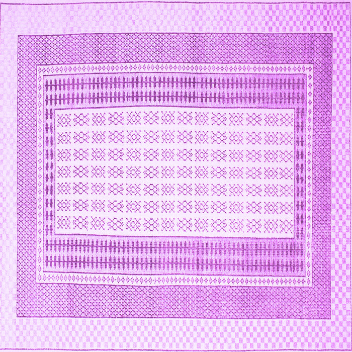 Square Machine Washable Southwestern Purple Country Area Rugs, wshcon669pur