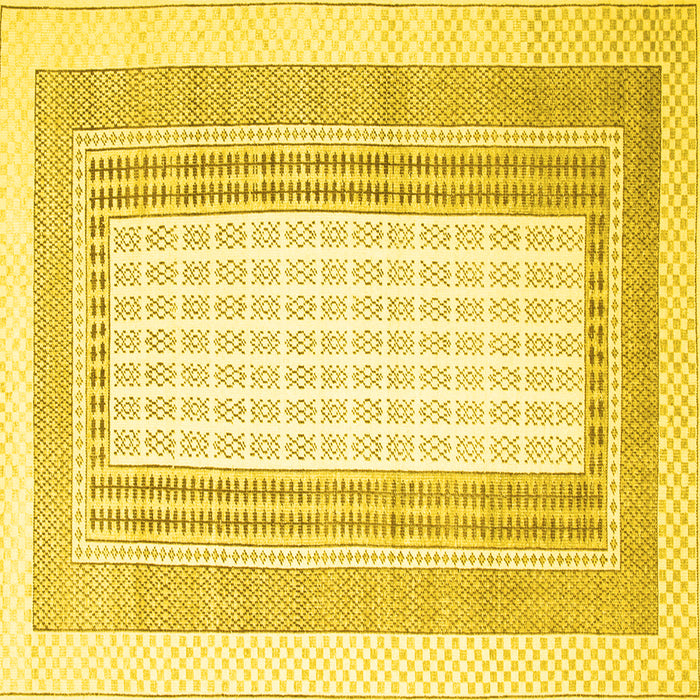 Square Machine Washable Southwestern Yellow Country Rug, wshcon669yw