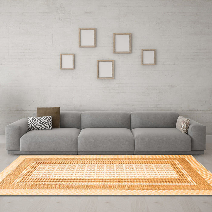 Machine Washable Southwestern Orange Country Area Rugs in a Living Room, wshcon669org