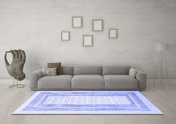 Machine Washable Southwestern Blue Country Rug in a Living Room, wshcon669blu