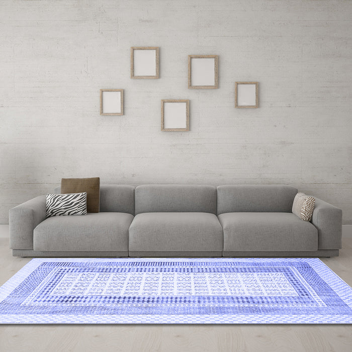 Machine Washable Southwestern Blue Country Rug in a Living Room, wshcon669blu