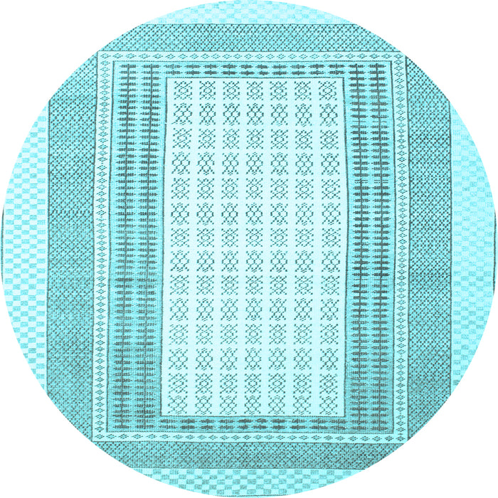 Round Machine Washable Southwestern Light Blue Country Rug, wshcon669lblu