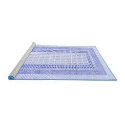 Sideview of Machine Washable Southwestern Blue Country Rug, wshcon669blu