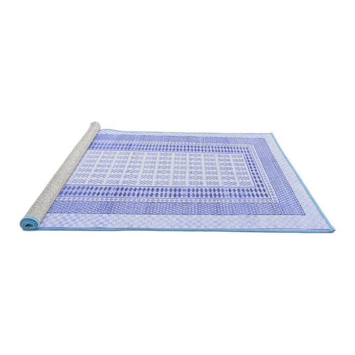 Sideview of Machine Washable Southwestern Blue Country Rug, wshcon669blu
