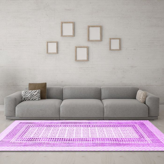 Machine Washable Southwestern Purple Country Area Rugs in a Living Room, wshcon669pur