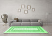 Machine Washable Southwestern Emerald Green Country Area Rugs in a Living Room,, wshcon669emgrn