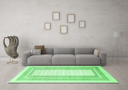 Machine Washable Southwestern Emerald Green Country Area Rugs in a Living Room,, wshcon669emgrn