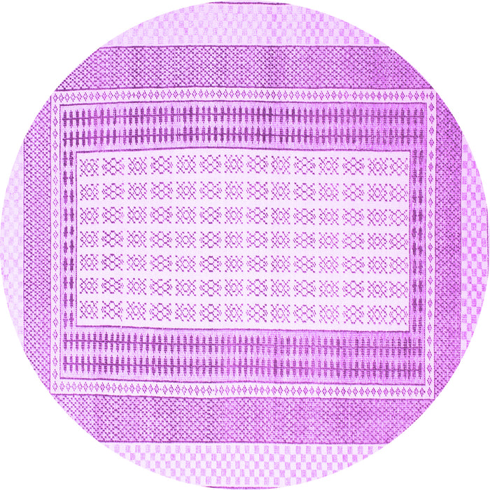 Round Machine Washable Southwestern Purple Country Area Rugs, wshcon669pur
