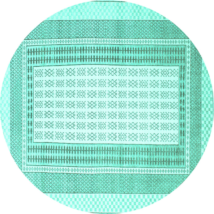 Round Southwestern Turquoise Country Rug, con669turq