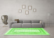 Machine Washable Southwestern Green Country Area Rugs in a Living Room,, wshcon669grn