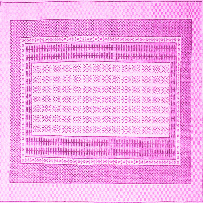 Square Machine Washable Southwestern Pink Country Rug, wshcon669pnk