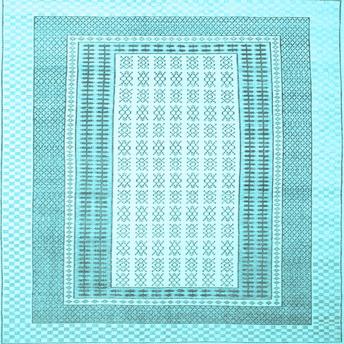 Square Machine Washable Southwestern Light Blue Country Rug, wshcon669lblu