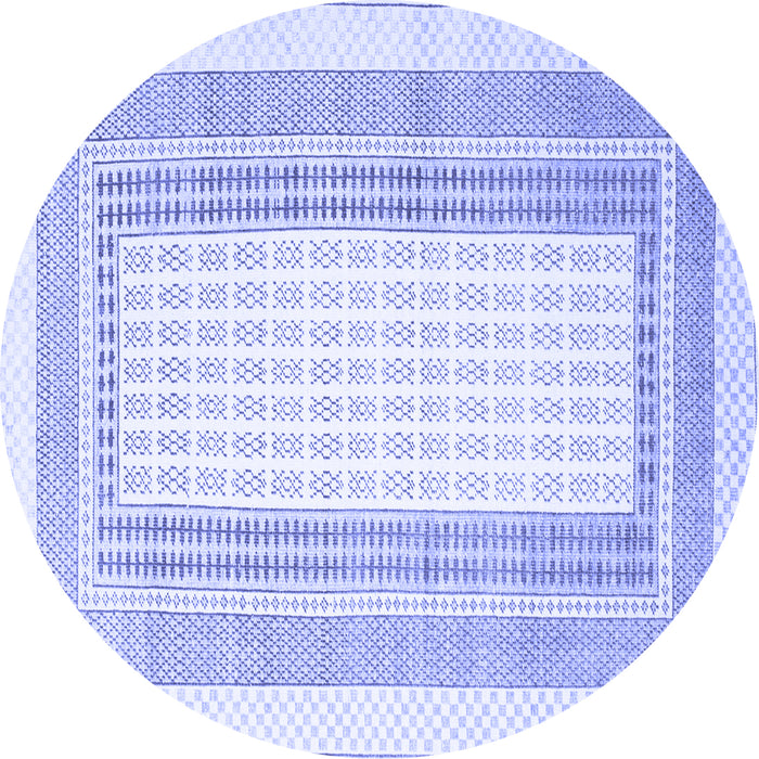Round Southwestern Blue Country Rug, con669blu
