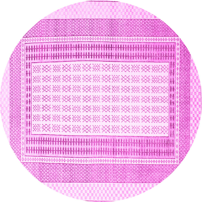 Round Machine Washable Southwestern Pink Country Rug, wshcon669pnk