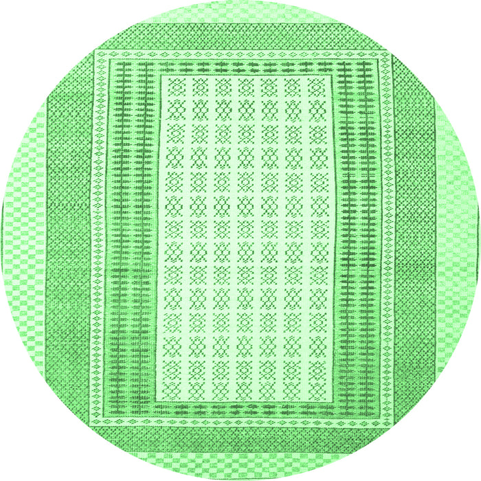 Round Southwestern Emerald Green Country Rug, con669emgrn