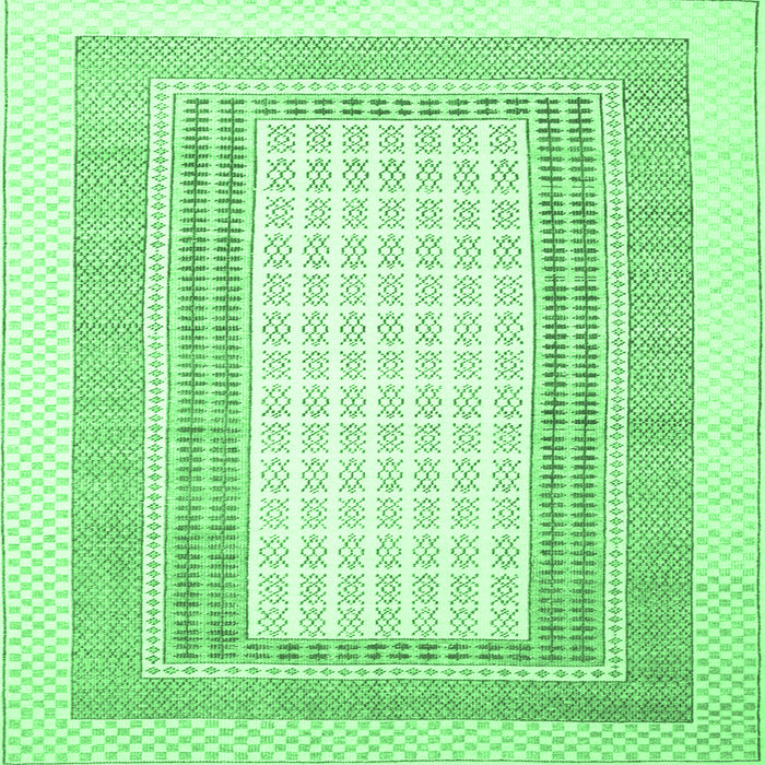 Square Southwestern Emerald Green Country Rug, con669emgrn