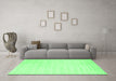 Machine Washable Abstract Emerald Green Contemporary Area Rugs in a Living Room,, wshcon66emgrn