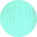 Round Abstract Turquoise Contemporary Rug, con66turq