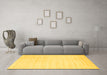 Machine Washable Abstract Yellow Contemporary Rug in a Living Room, wshcon66yw