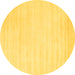 Round Abstract Yellow Contemporary Rug, con66yw