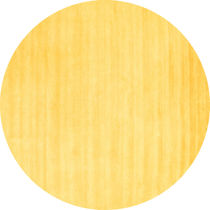 Round Machine Washable Abstract Yellow Contemporary Rug, wshcon66yw