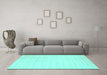 Machine Washable Abstract Turquoise Contemporary Area Rugs in a Living Room,, wshcon66turq