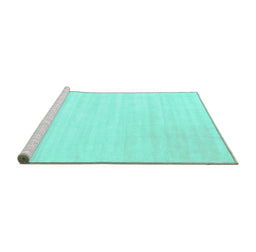 Sideview of Machine Washable Abstract Turquoise Contemporary Area Rugs, wshcon66turq