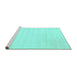 Sideview of Machine Washable Abstract Turquoise Contemporary Area Rugs, wshcon66turq
