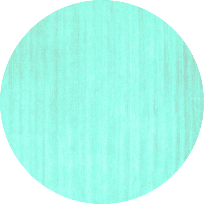 Round Machine Washable Abstract Turquoise Contemporary Area Rugs, wshcon66turq