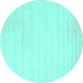 Round Machine Washable Abstract Turquoise Contemporary Area Rugs, wshcon66turq