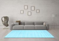Machine Washable Abstract Light Blue Contemporary Rug, wshcon66lblu