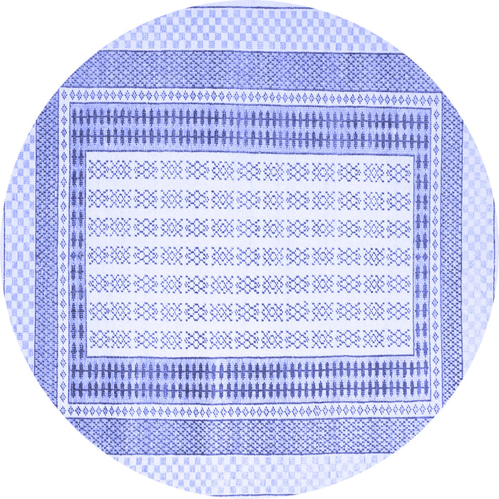 Round Abstract Blue Contemporary Rug, con670blu