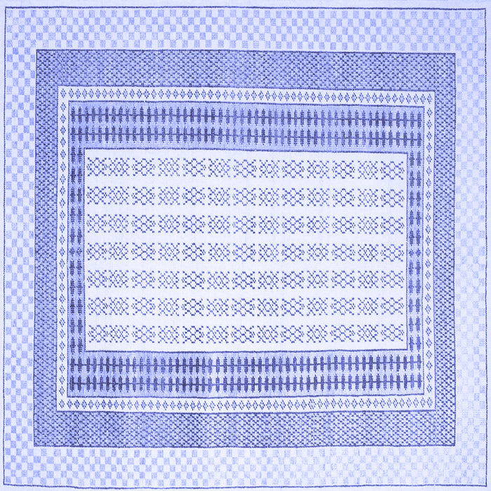 Square Abstract Blue Contemporary Rug, con670blu