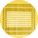 Round Abstract Yellow Contemporary Rug, con670yw