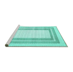 Sideview of Machine Washable Abstract Turquoise Contemporary Area Rugs, wshcon670turq