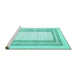 Sideview of Machine Washable Abstract Turquoise Contemporary Area Rugs, wshcon670turq
