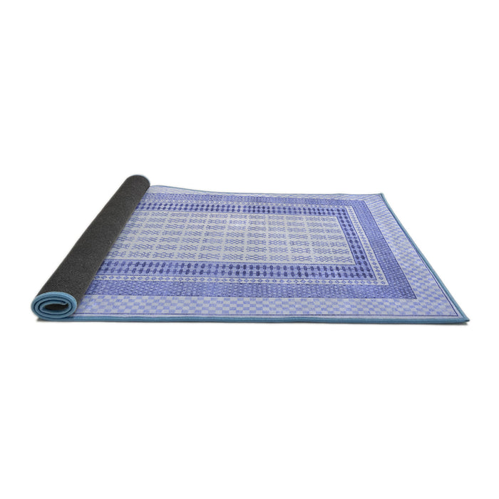 Sideview of Abstract Blue Contemporary Rug, con670blu