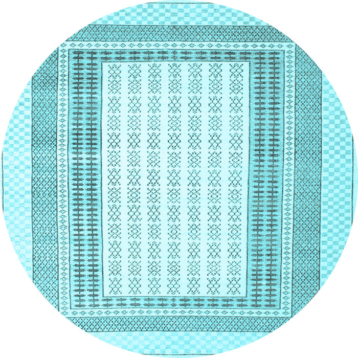 Round Abstract Light Blue Contemporary Rug, con670lblu