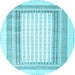 Round Abstract Light Blue Contemporary Rug, con670lblu