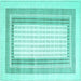 Square Machine Washable Abstract Turquoise Contemporary Area Rugs, wshcon670turq