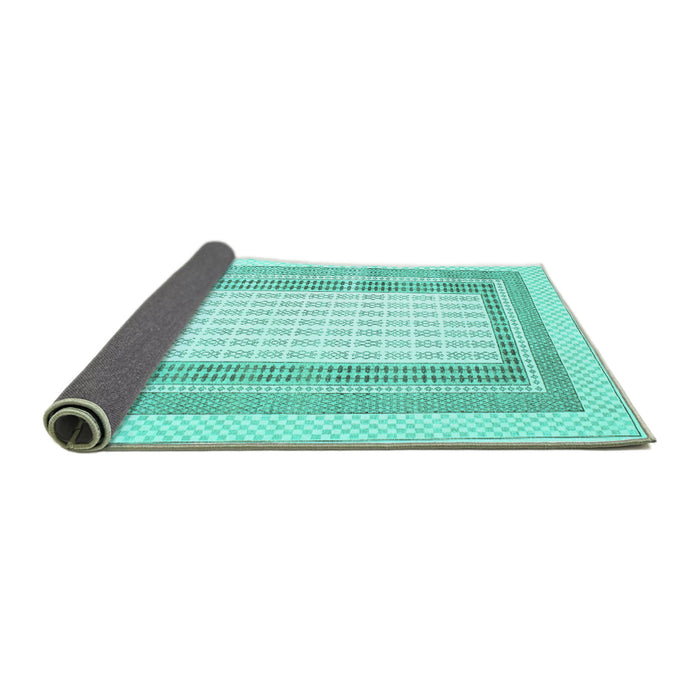 Sideview of Abstract Turquoise Contemporary Rug, con670turq