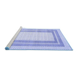 Sideview of Machine Washable Abstract Blue Contemporary Rug, wshcon670blu