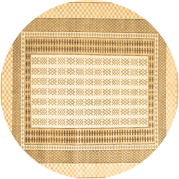 Round Abstract Brown Contemporary Rug, con670brn