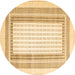 Round Abstract Brown Contemporary Rug, con670brn